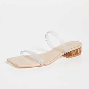 NWT Cult Gaia sandal; sz 37.5 (approx. 7.5); w/clear vinyl straps; 1” heel.